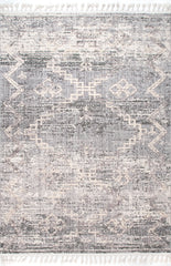 Isolated view of Grey Rectangle Textured Helix Trellis Rug, showcasing its design