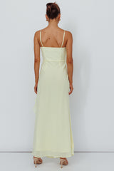 Jayna Ruffle Trim Split Dress Yellow
