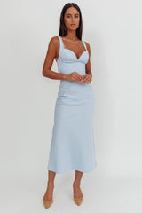 Moonlit Reverie Twist Back Maxi Dress Blue