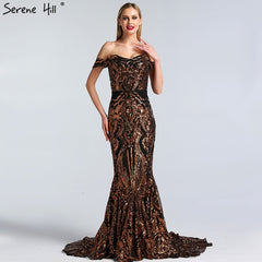 On Sale No Return No Refund Sale Black Sexy African Sequined Sleeveless Mermaid Prom Dresses 2025 Luxury Sexy Prom Gowns Serene Hill LA60935 - SERENE HILL