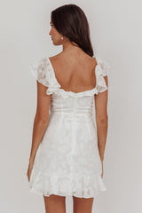 Thinkin' Bout You Ruffle Trim Dress Textured White