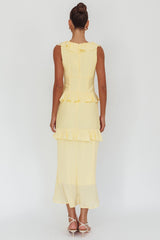 Arrabel Ruffle Trim Bust Tie Maxi Dress Banana