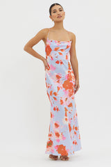 Dream Walk Cowl Back Tied Dress Print Pink