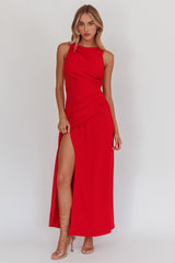 Firelights Lace-Up Back Maxi Dress Red