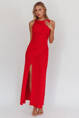 Firelights Lace-Up Back Maxi Dress Red