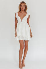 Siren Song Frill Strap Mini Dress White