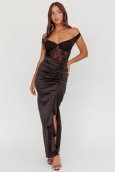 Tillie Lace Bodice Midi Dress Black