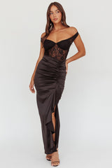 Tillie Lace Bodice Midi Dress Black
