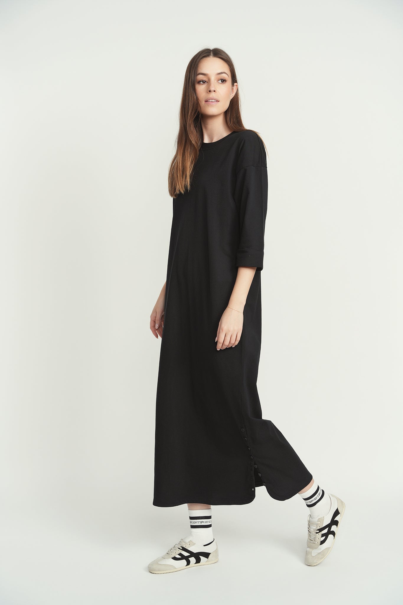 Point 3/4 Sleeve Maxi Dress