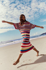 preppy beach dresses Women's Coastal Prep Styles NPU-Dorie-202543 Short linen-blend dress Blue on a bachelorette party Color:MULTI –