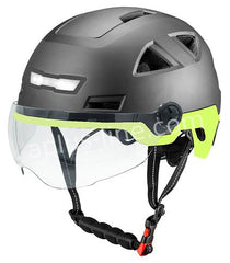 Helm Vito E Light Met Vizier Mat Zwart + Fluor (Speed Pedelec) S/M (55 58 Cm) +Gratis Oorpads - AE-trading