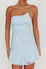 Lilah One Shoulder Embellished Dress Steel Blue