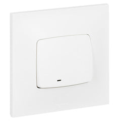Bouton poussoir 6A + voyant lumineux complet - Neptune - blanc - Legrand
