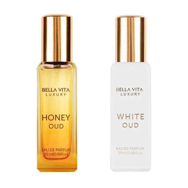 BellaVita Luxury Honey OUD & White OUD Travel Size Edition (20 ml) Perfume | Long-Lasting Mini Perfumes