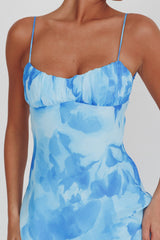 Nerida Low Back Twist Maxi Dress Blue