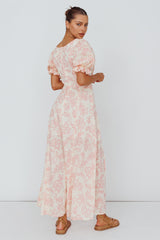 Sitting Pretty Pintuck Pleat Puff Sleeve Dress Pink