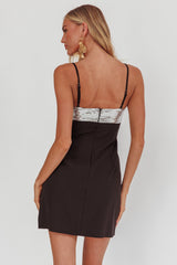 Sweet Caroline Sequin Twist Mini Dress Black/Silver