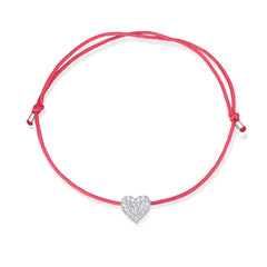 Diamond Herz Stoff Armband - Weißgold