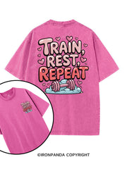 TRAIN, REST, REPEAT printed Gym Shirt
