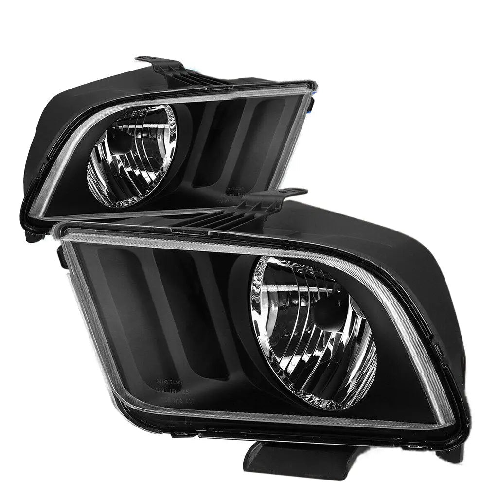 Ford Mustang 2005-2009 Black Housing Euro Crystal Clear Headlights Lamp DNA MOTORING