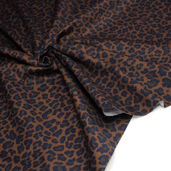 Tissu gabardine de coton LEOPARD tons marron chocolat - OEKO - TEX - TissusPapi.com