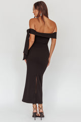 Aurora Sky Off-Shoulder Tie Maxi Dress Black