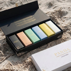 Coffret Collector Panda Gin avec les six éditions de la série Colors