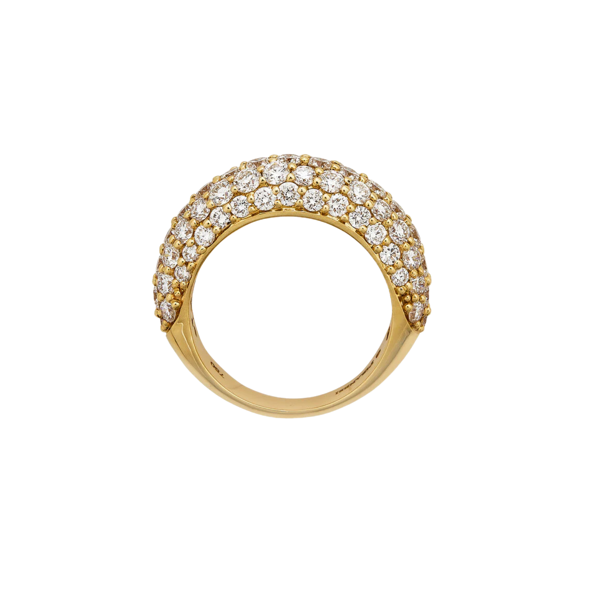SIDE view of Piranesi pavé diamond band ring in 18K yellow gold, size 7 – elegant full pavé design