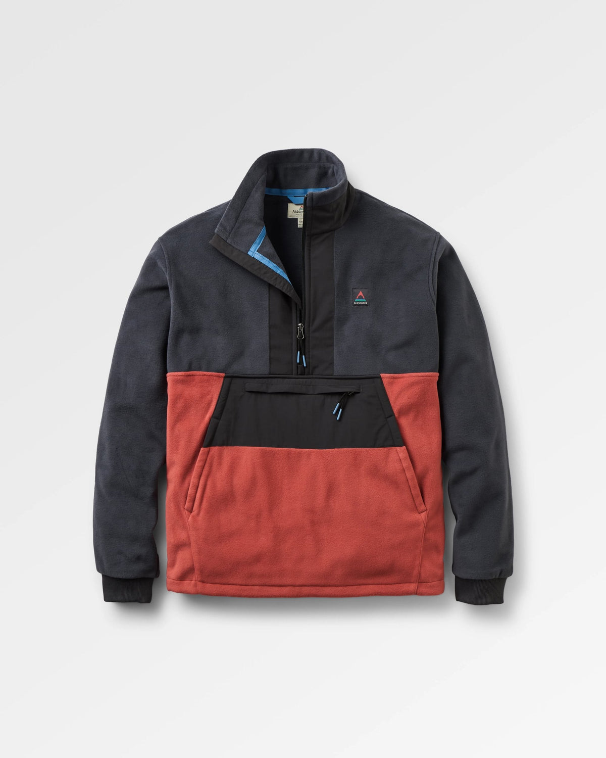 Woodland Hoodless 1/2 Zip Polartec® Fleece - Redwood/Charcoal - Flatlay