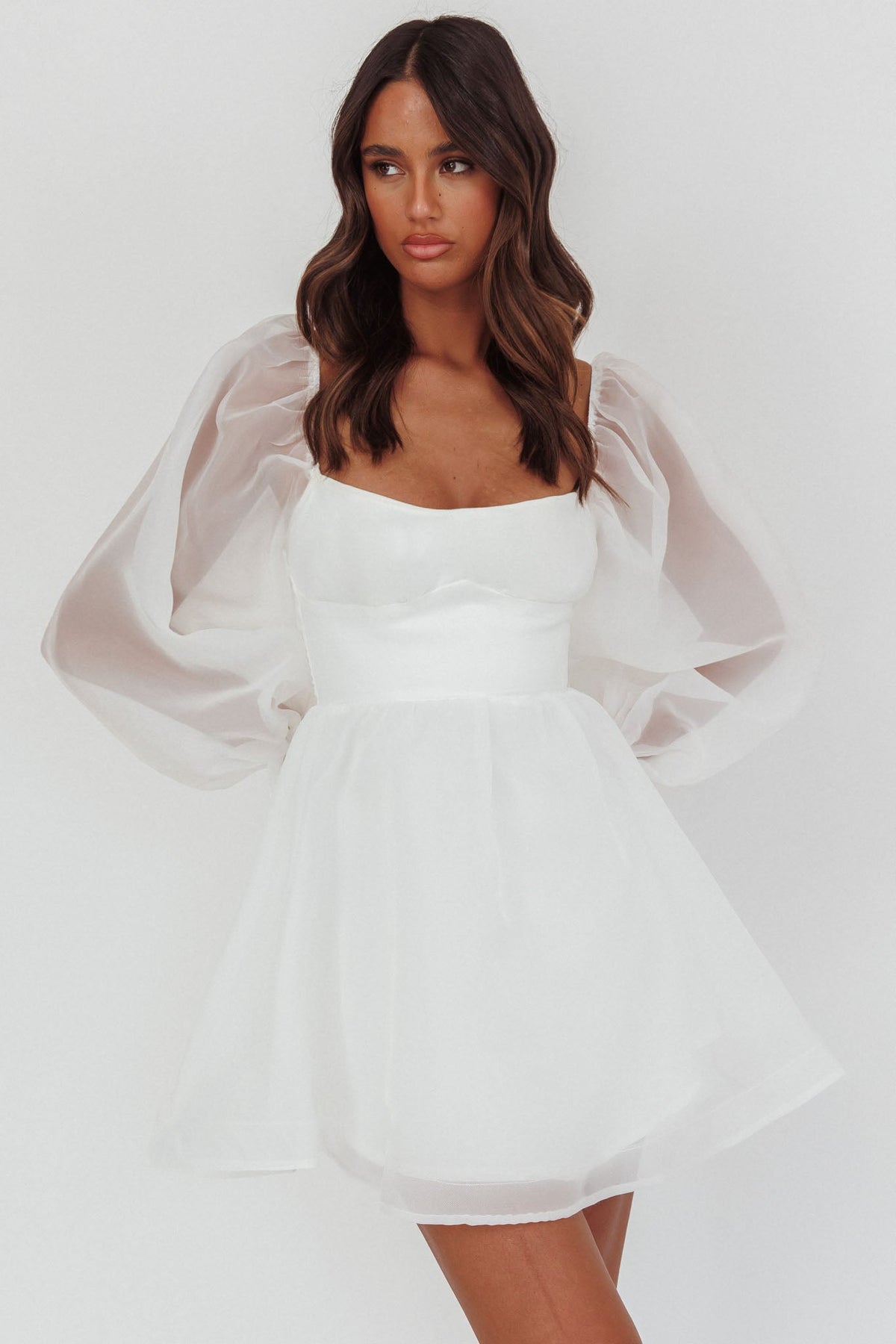 I've Got Sunshine Long Sleeve Mini Dress White