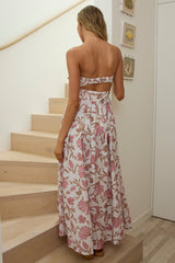 Summer Field Bow Bust Maxi Dress Floral Beige