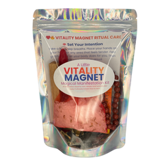 Vitality Magnet Kit with red candle, Palo Santo, Bloodstone, and Red Jasper bracelet displayed on a white background.